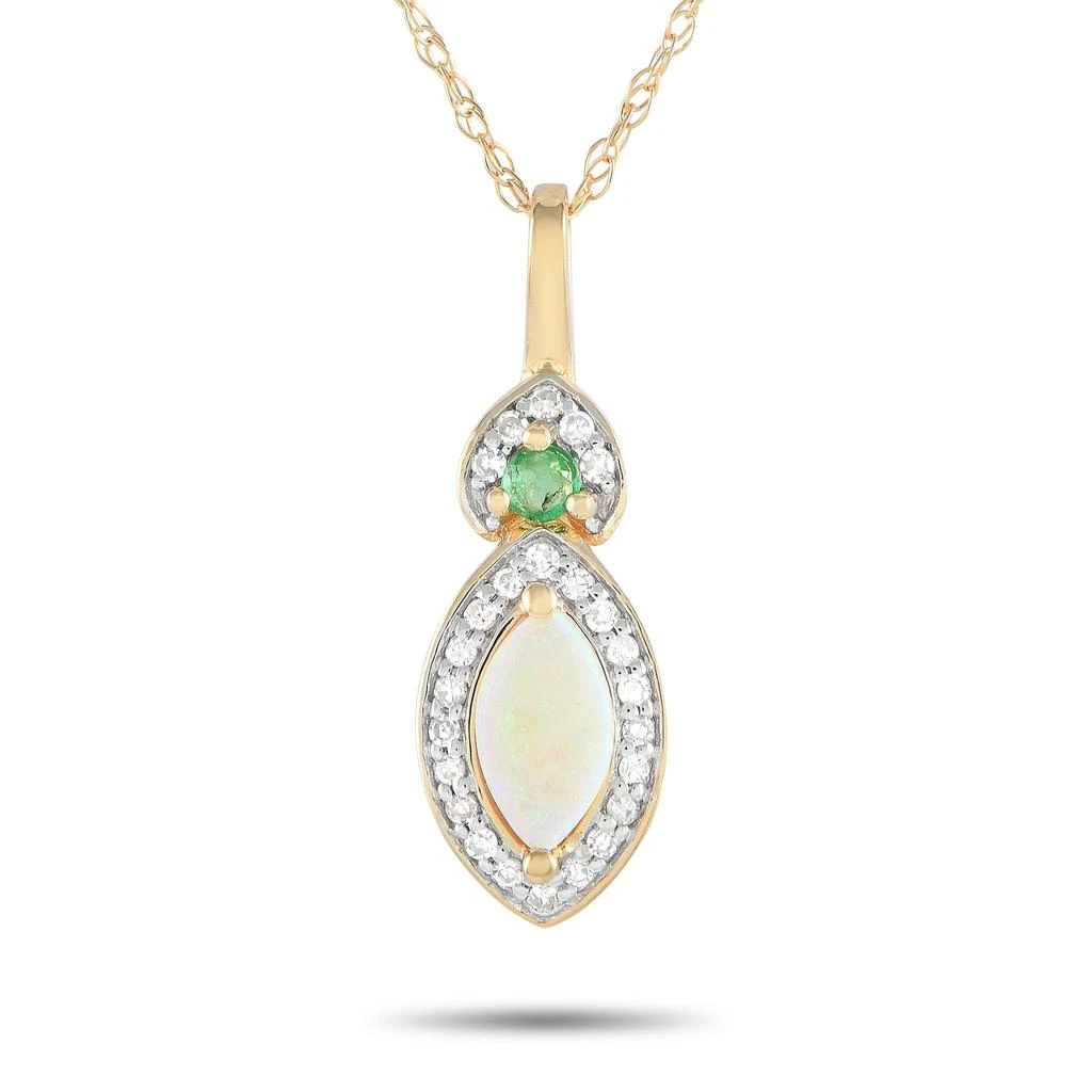 商品LB Exclusive|14K Yellow Gold 0.07ct Diamond, Opal, and Emerald Necklace PD4-16299YOPEM,价格¥1817,第1张图片