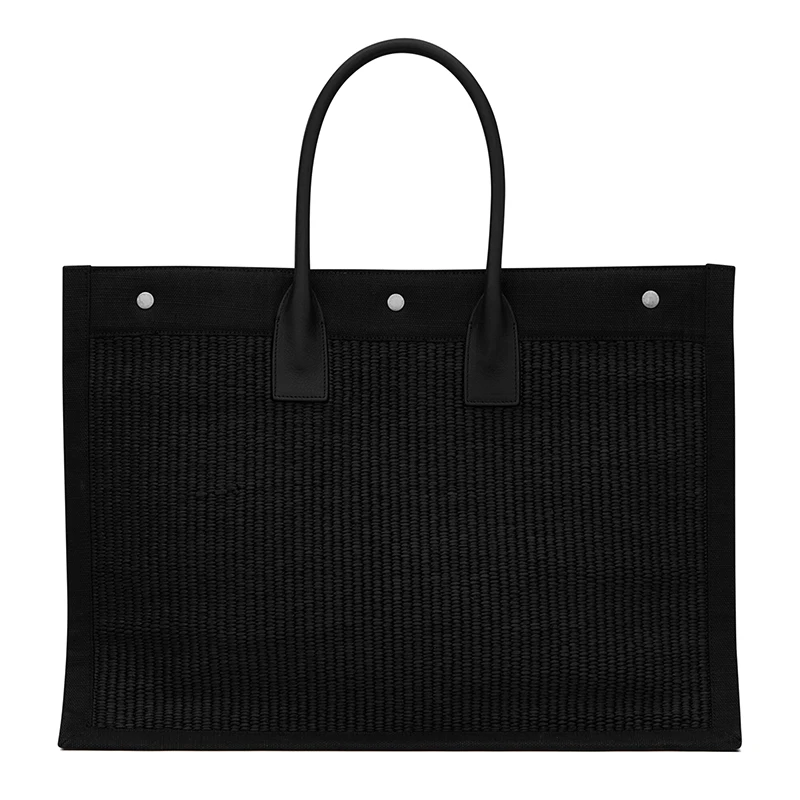 SAINT LAURENT PARIS/圣罗兰 YSL RIVE GAUCHE系列 男女通用大号黑色刺绣拉菲草三个ysl印花暗扣手提斜挎单肩包5094152M21E1050 商品