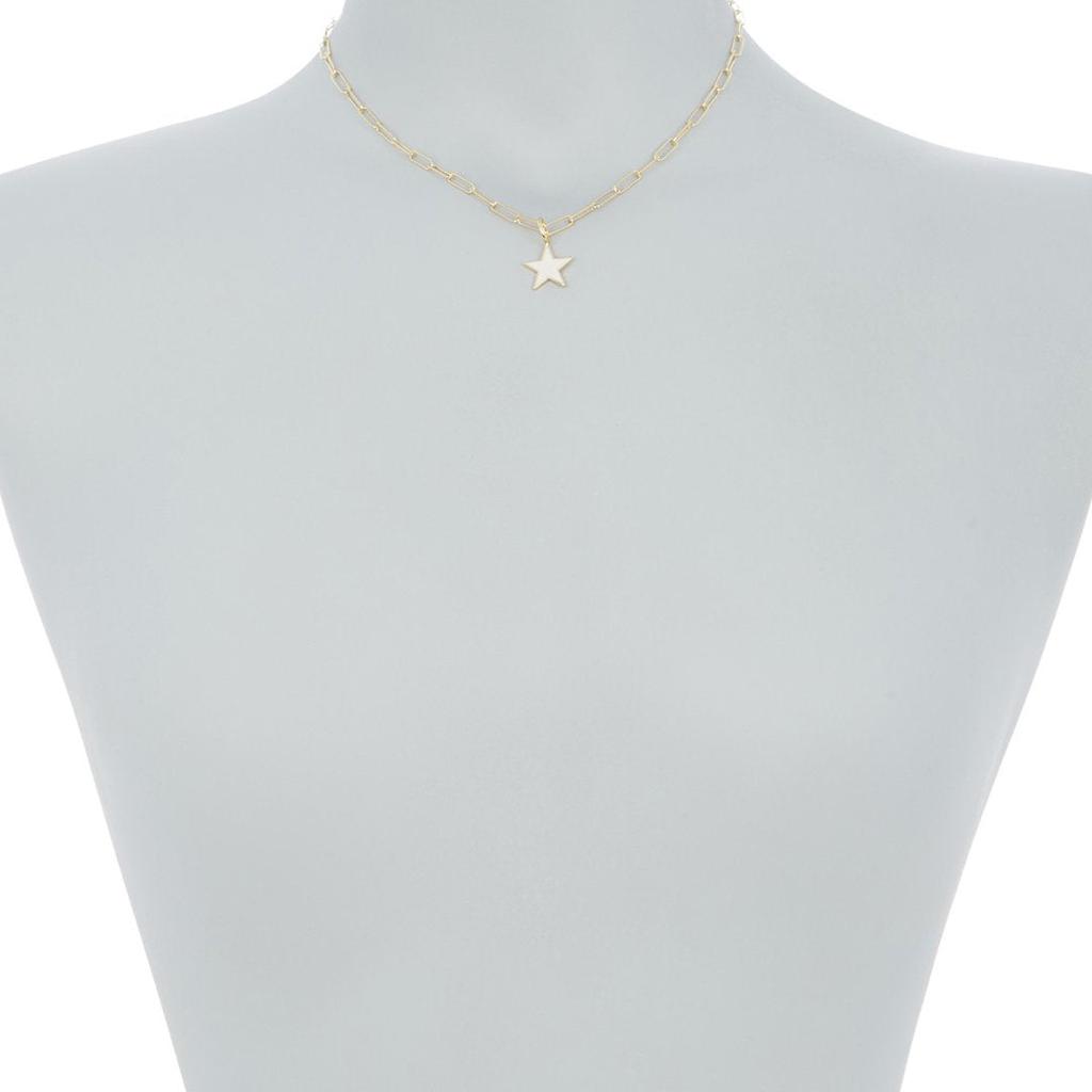 Adornia White Enamel Star Pendant Necklace Gold Vermeil .925 Sterling Silver商品第2张图片规格展示