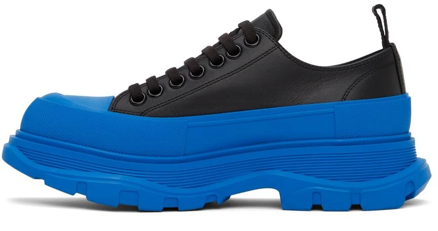 商品Alexander McQueen|Black & Blue Tread Slick Low Sneakers,价格¥2534,第3张图片详细描述