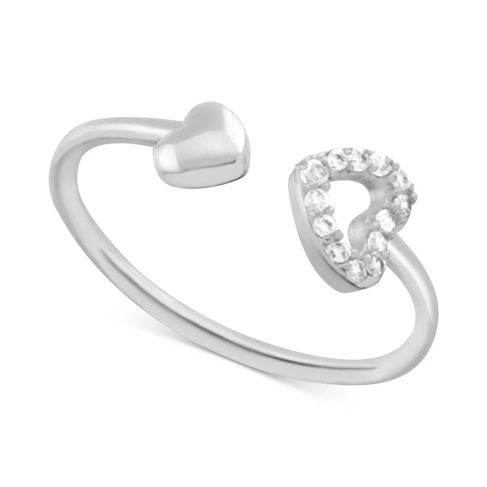 商品Essentials|Crystal Heart Open Toe Ring in Silver-Plate,价格¥78,第1张图片