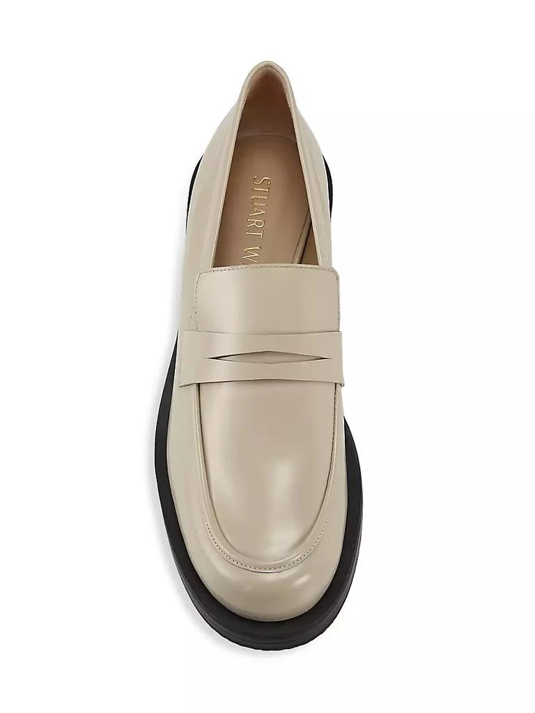 商品Stuart Weitzman|Palmer 40MM Brushed Leather Stacked Heel Loafers,价格¥3711,第5张图片详细描述