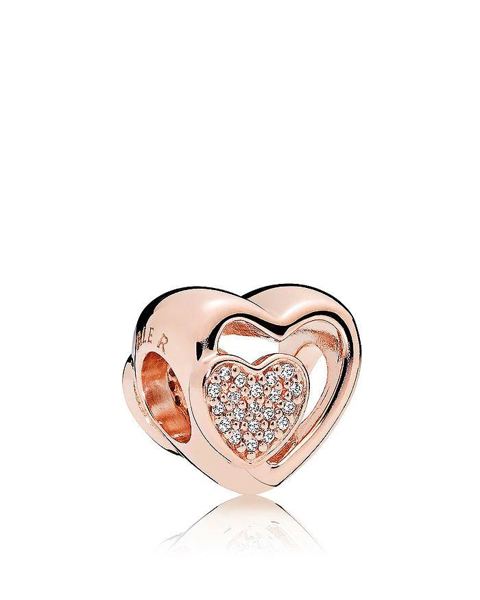 商品PANDORA|Sterling Silver & Cubic Zirconia Rose Joined Together Charm,价格¥365,第1张图片