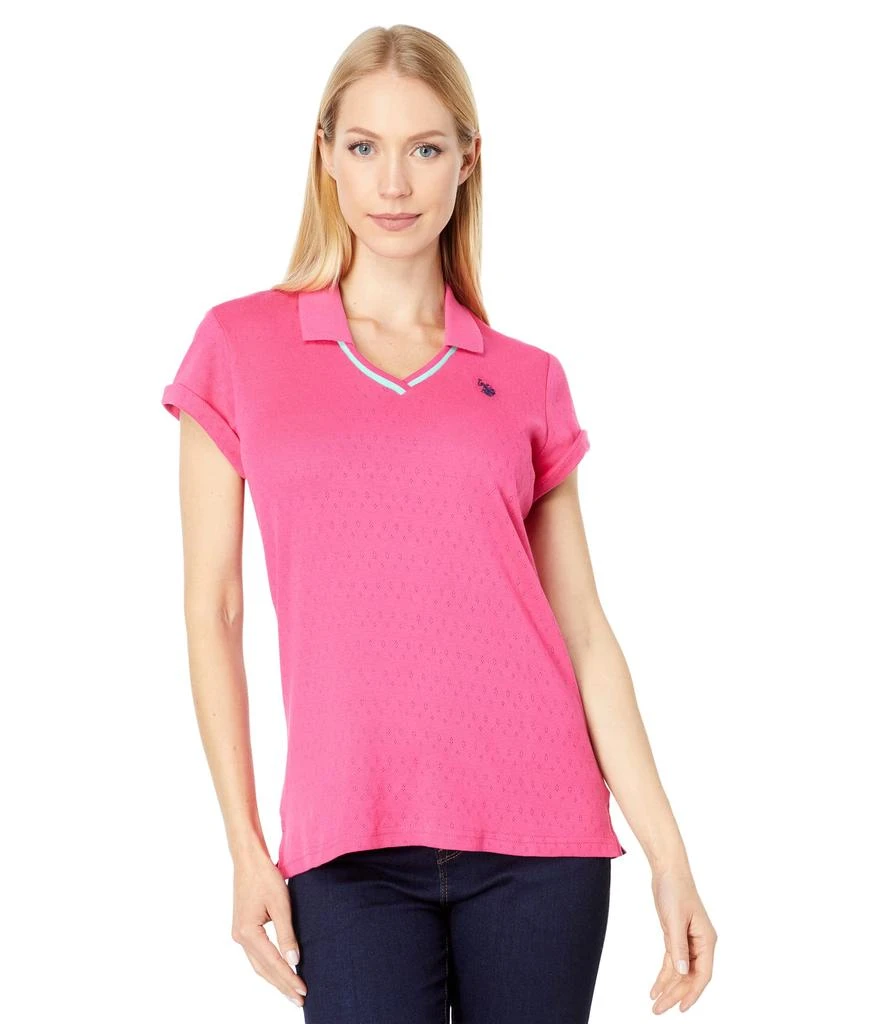商品U.S. POLO ASSN.|Short Sleeve Tipped Pointelle Knit Polo Shirt,价格¥117,第1张图片