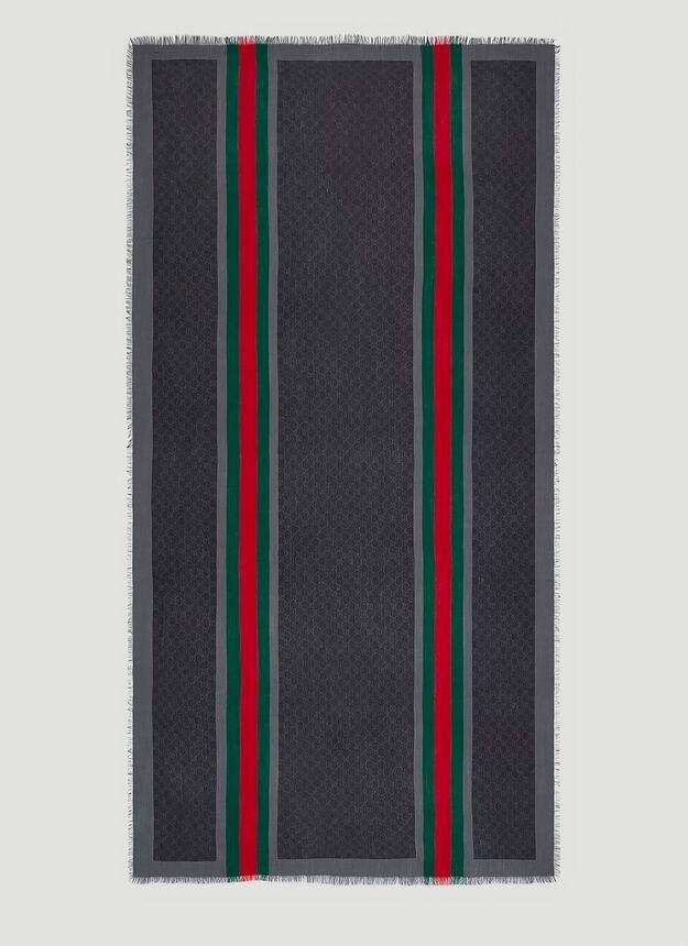 商品Gucci|GG Web Stripe Scarf in Black,价格¥4939,第4张图片详细描述