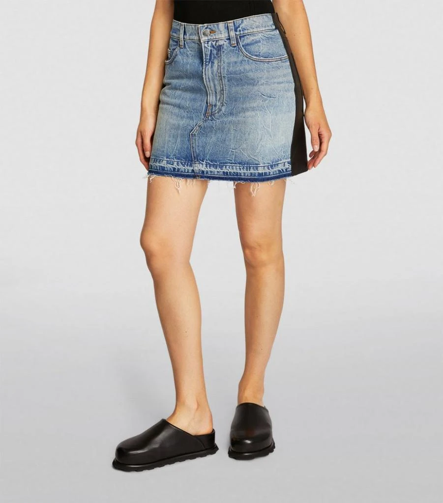 商品AMIRI|Denim Leather-Trim Mini Skirt,价格¥7857,第3张图片详细描述