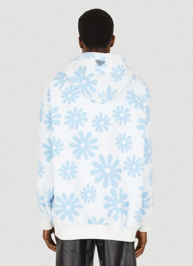 商品Prada|Floral Fleece Hooded Sweatshirt in Light Blue,价格¥8394,第4张图片详细描述