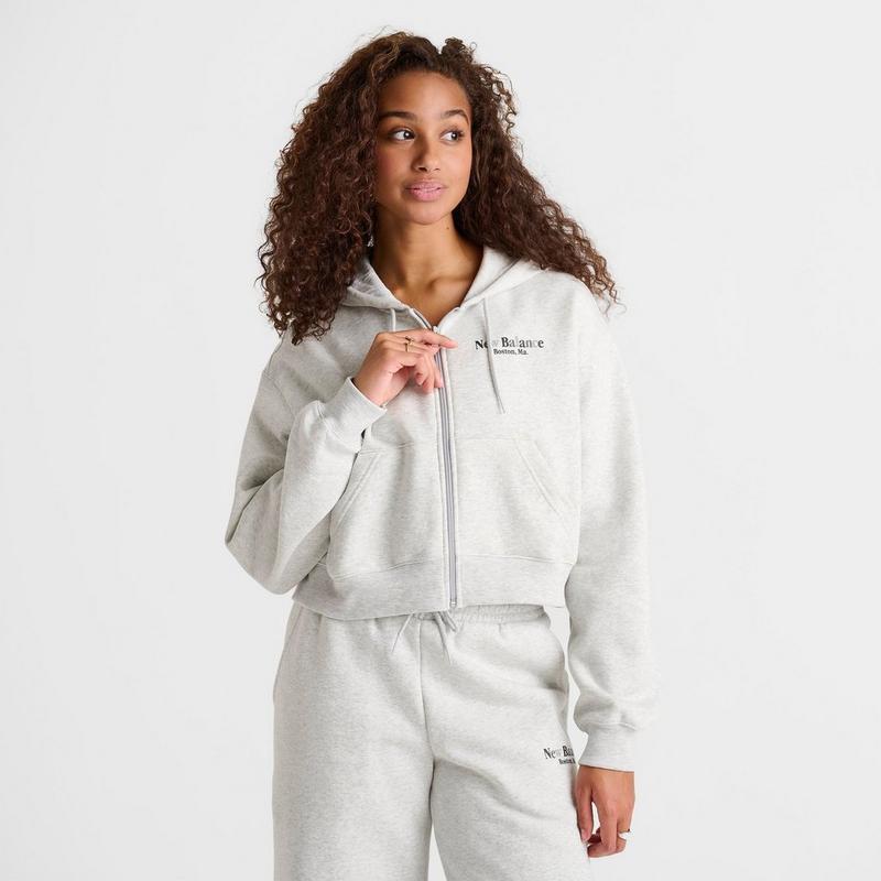 はな New Balance Women's New Balance Tone Crop Full-Zip Hoodie