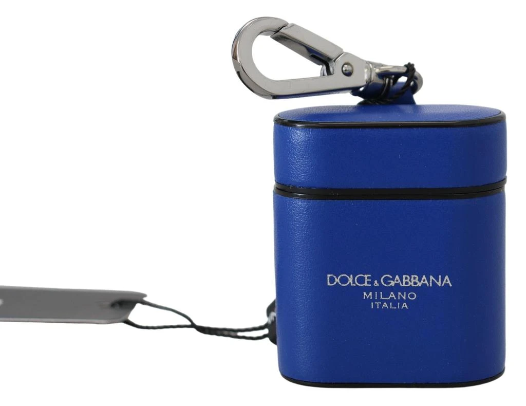 商品Dolce & Gabbana|Dolce & Gabbana Blue Leather Silver Metal Logo Airpods Case,价格¥1314,第1张图片