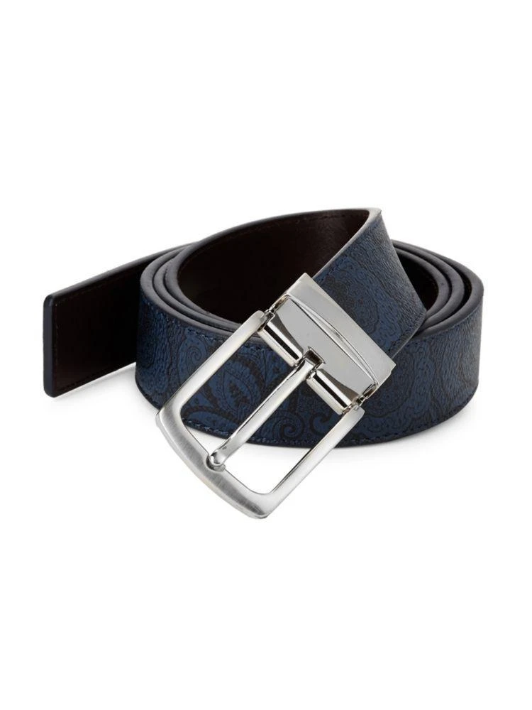 商品Robert Graham|Reversible Vallon Print Leather Belt,价格¥320,第1张图片