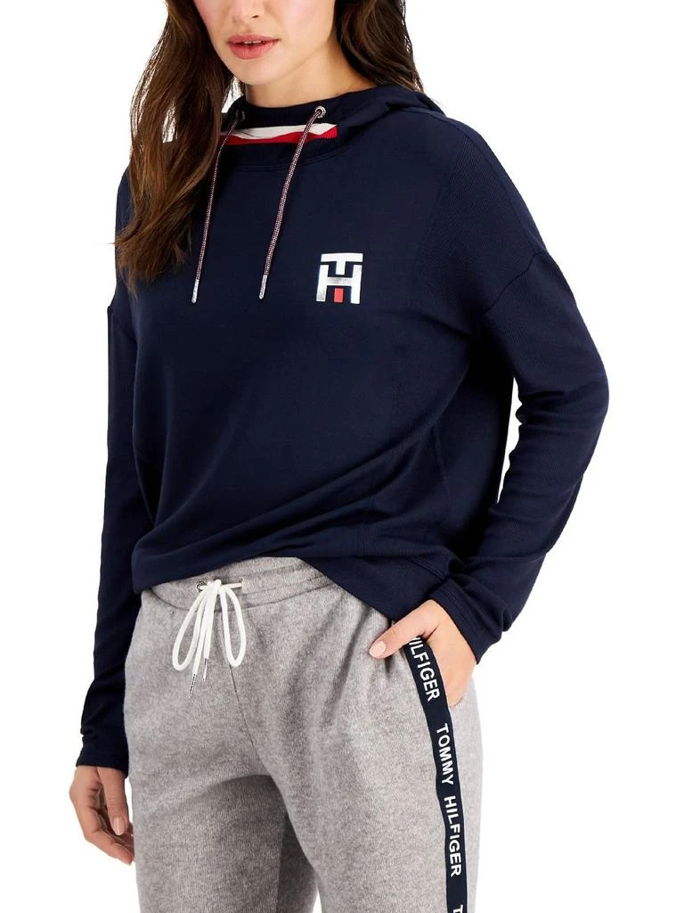 商品Tommy Hilfiger|Womens Dropped-Shoulder Ribbed Trim Hooded Sweatshirt,价格¥250,第3张图片详细描述