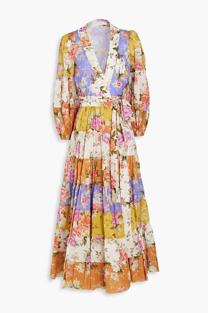 商品Zimmermann|Gathered floral-print cotton midi wrap dress,价格¥3848,第1张图片