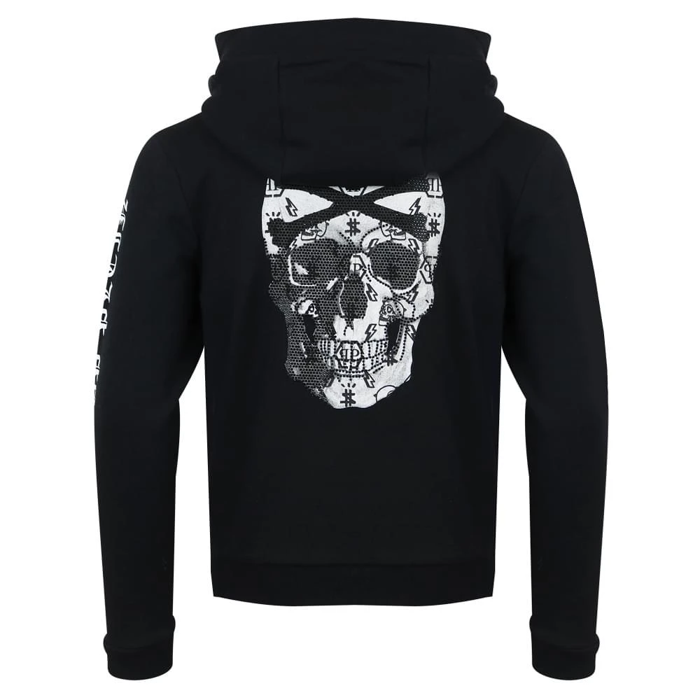 商品Philipp Plein|Black & White Skull Zip Up Hoodie,价格¥1114,第2张图片详细描述