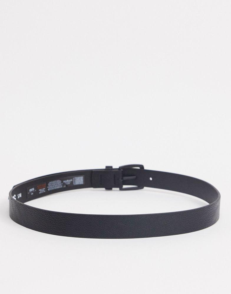 商品ASOS|ASOS DESIGN wide belt in black faux leather with matte black buckle detail,价格¥55,第4张图片详细描述