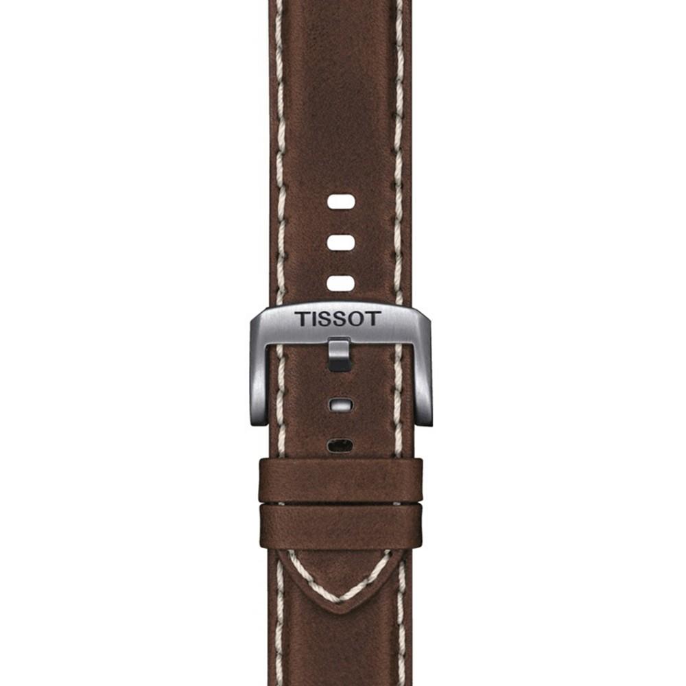 Men's Swiss T-Sport Supersport Chrono Brown Leather Strap Watch 46mm商品第6张图片规格展示