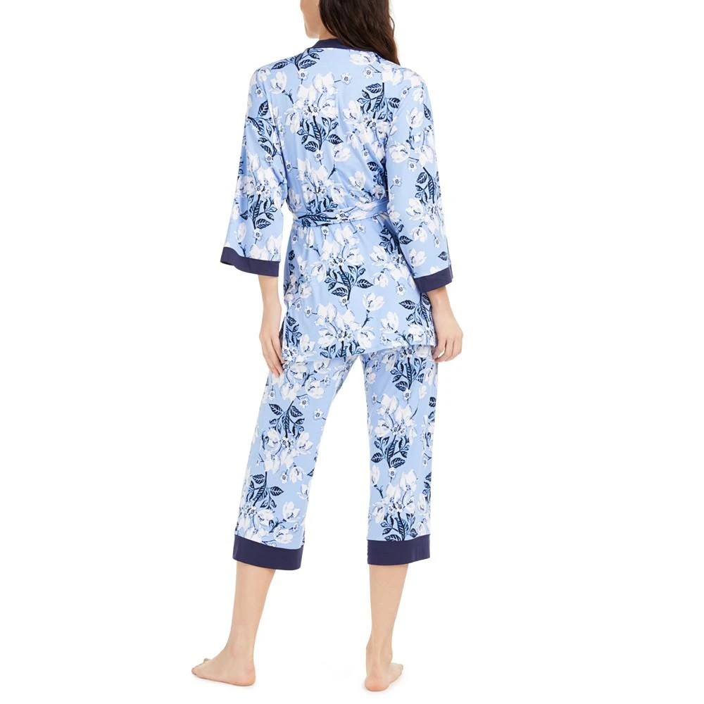 商品Linea Donatella|Floral-Print Robe, Cami & Capri Pants 3pc Pajama Set,价格¥379,第3张图片详细描述