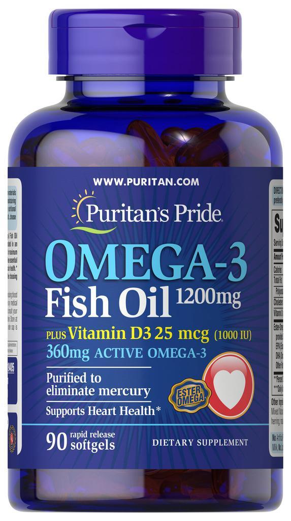 商品Puritan's Pride|鱼油与维生素D3 90粒/瓶,价格¥154-¥308,第1张图片