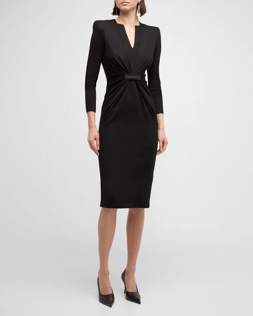 商品Giorgio Armani|Draped Milano Stitch Midi Dress,价格¥10024,第2张图片详细描述