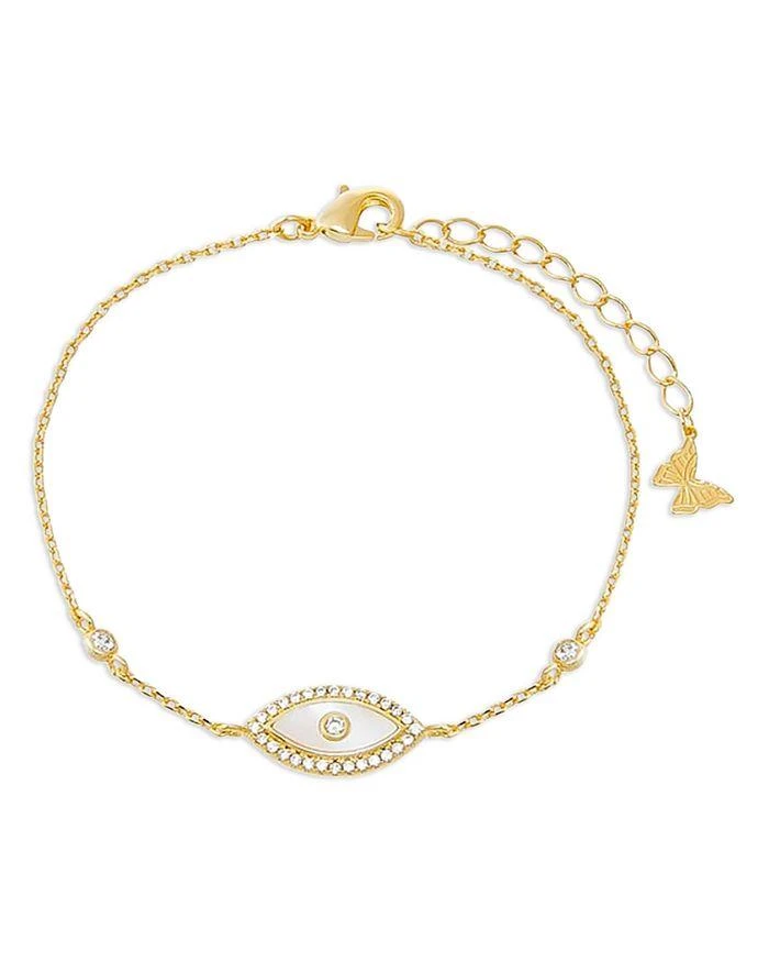 商品By Adina Eden|Mother of Pearl & Pavé Evil Eye Link Bracelet,价格¥425,第1张图片详细描述