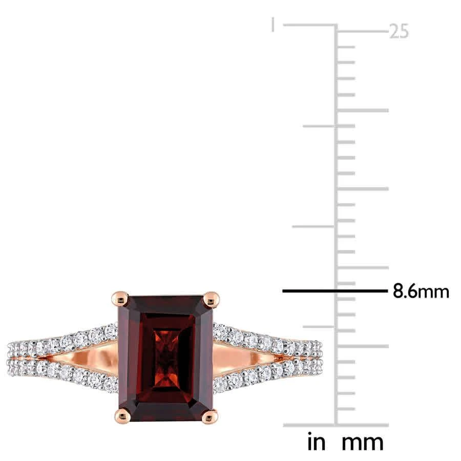 商品Amour|14k Rose Gold 2 1/8 CT TGW Octagon Garnet and 1/5 CT TDW Diamond Split Shank Ring,价格¥4500,第3张图片详细描述