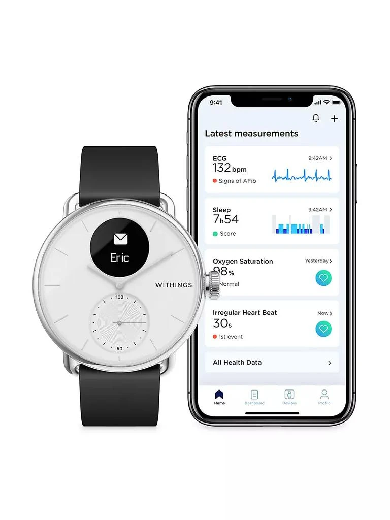 商品Withings|Scan Watch-Luxury Smartwatch with Health Tracking ECG, Heart Rate and Oximeter - 38mm,价格¥2249,第3张图片详细描述
