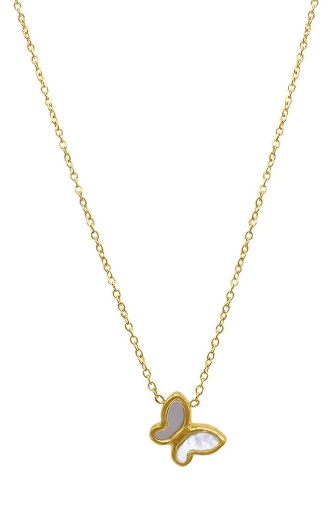 商品ADORNIA|14K Yellow Gold Plated Brass Mother of Pearl Butterfly Pendant Necklace,价格¥190,第1张图片