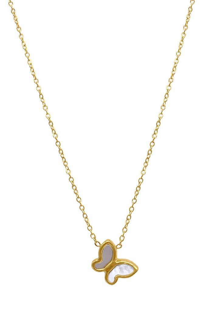 商品ADORNIA|14K Yellow Gold Plated Brass Mother of Pearl Butterfly Pendant Necklace,价格¥179,第1张图片