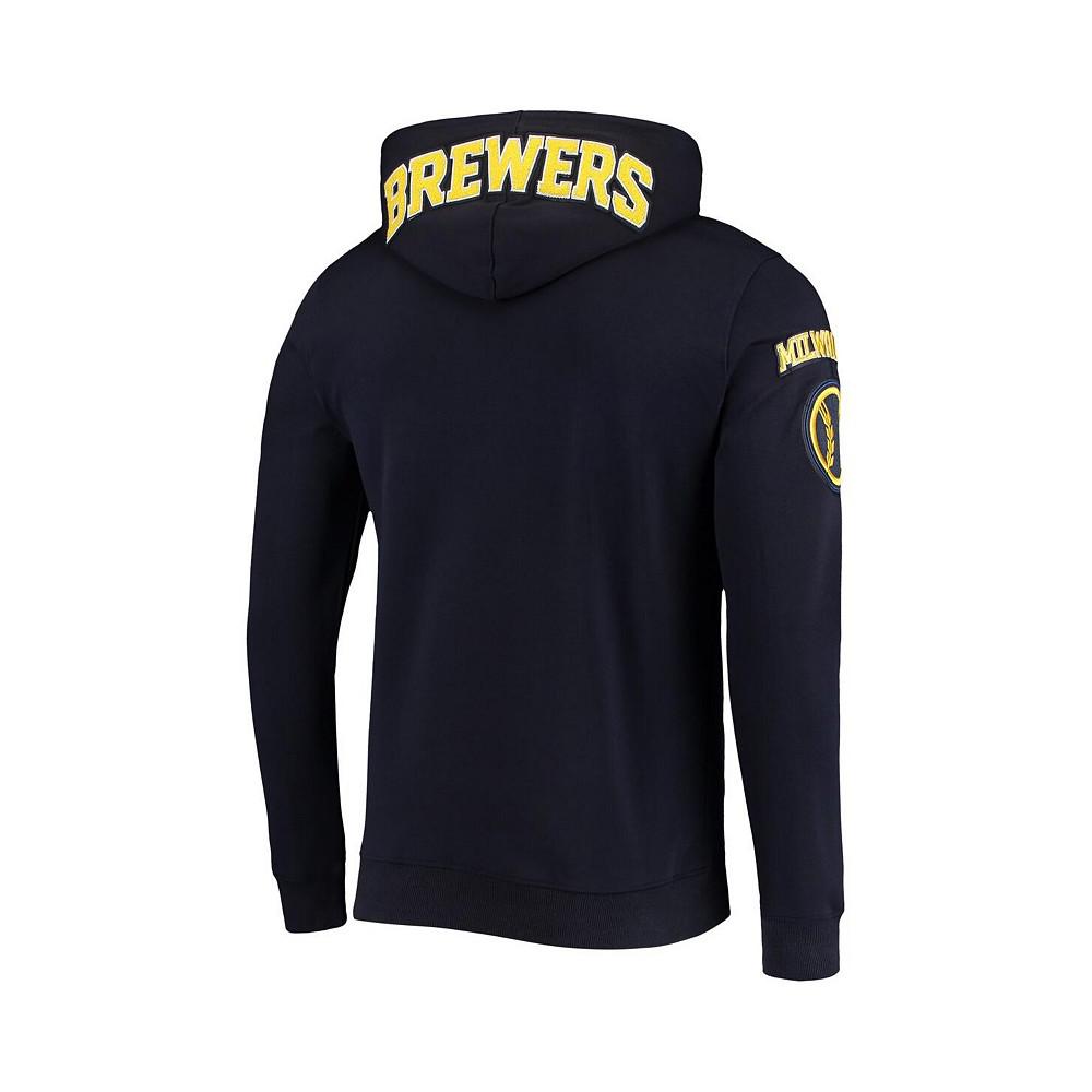 Men's Navy Milwaukee Brewers Team Logo Pullover Hoodie商品第4张图片规格展示