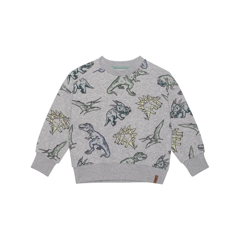 商品Deux par Deux|Boy Printed French Terry Sweatshirt Light Heather Grey Dinosaurs - Toddler|Child,价格¥168,第1张图片