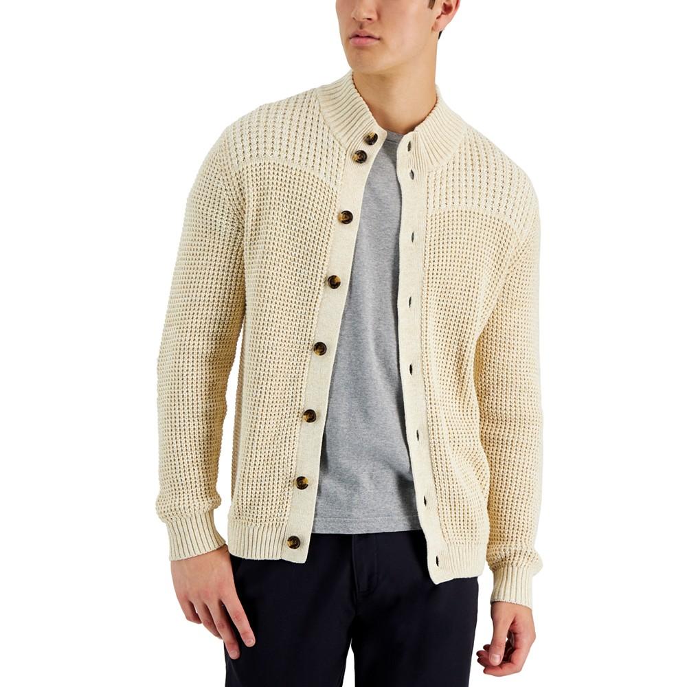 Men's Chunky Waffle Knit Button-Front Cardigan Sweater, Created for Macy's商品第1张图片规格展示