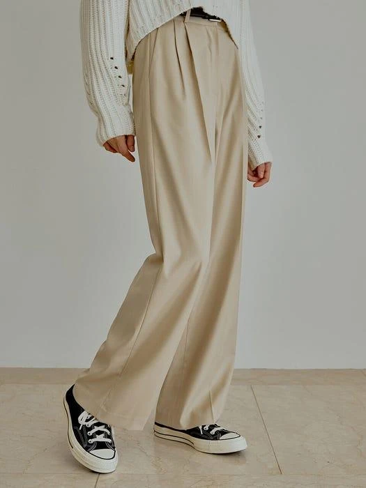商品RE_L|Normal Pin Tuck Slacks _Beige,价格¥888,第2张图片详细描述
