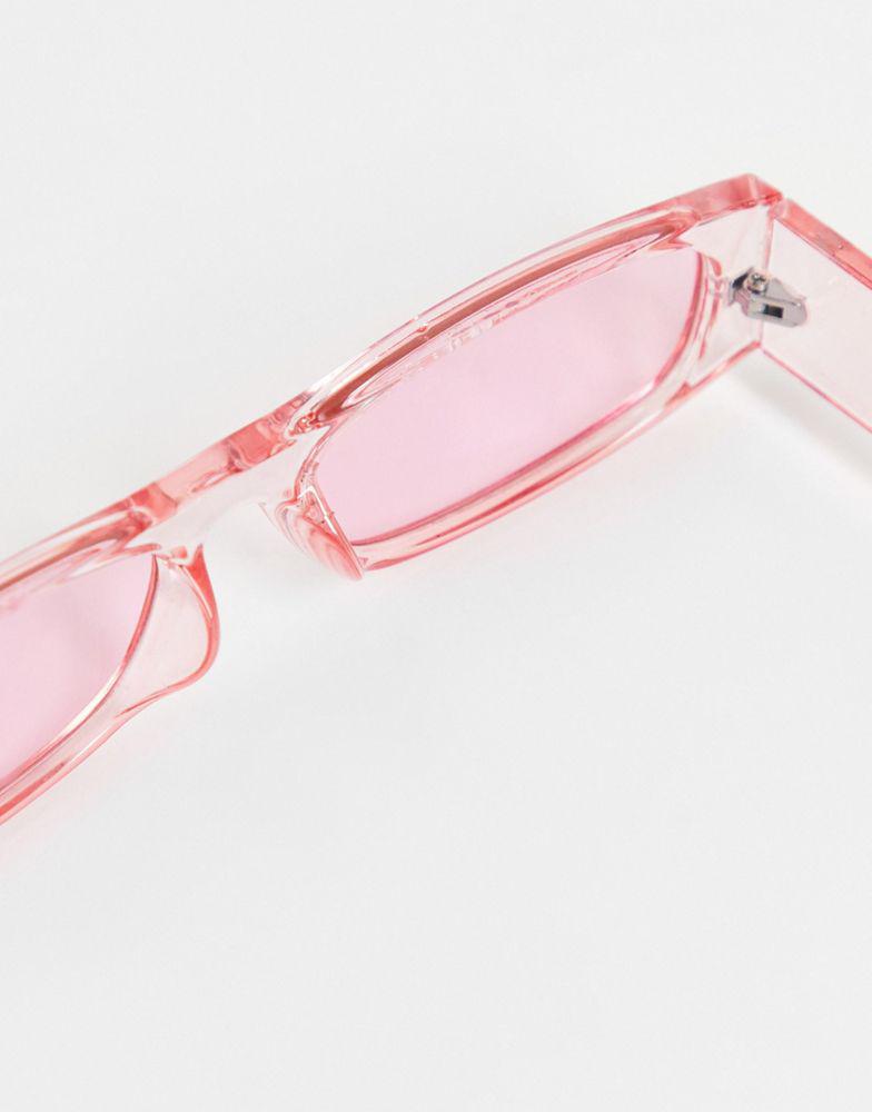 ASOS DESIGN 90's mini rectangle sunglasses in pink  - LPINK商品第2张图片规格展示