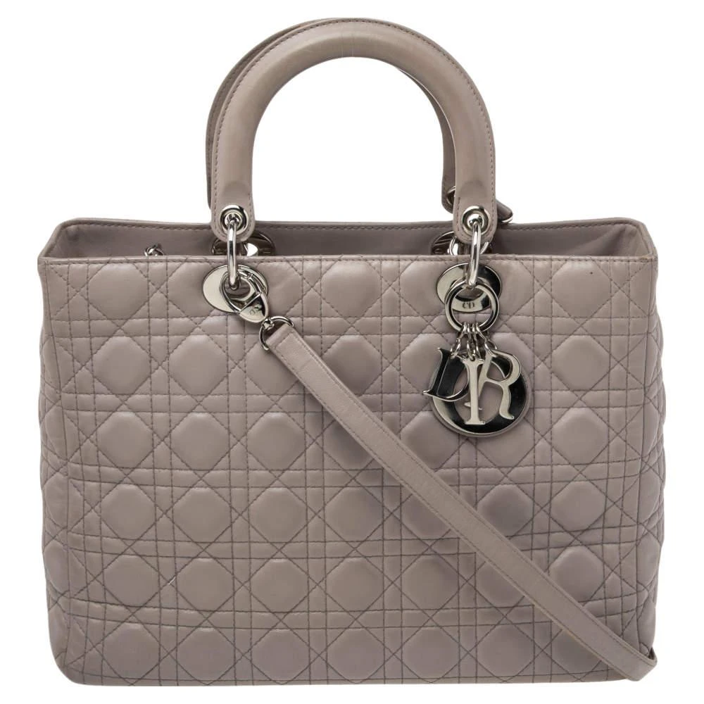 商品[二手商品] Dior|Dior Grey Cannage Leather Large Lady Dior Tote,价格¥9926,第1张图片
