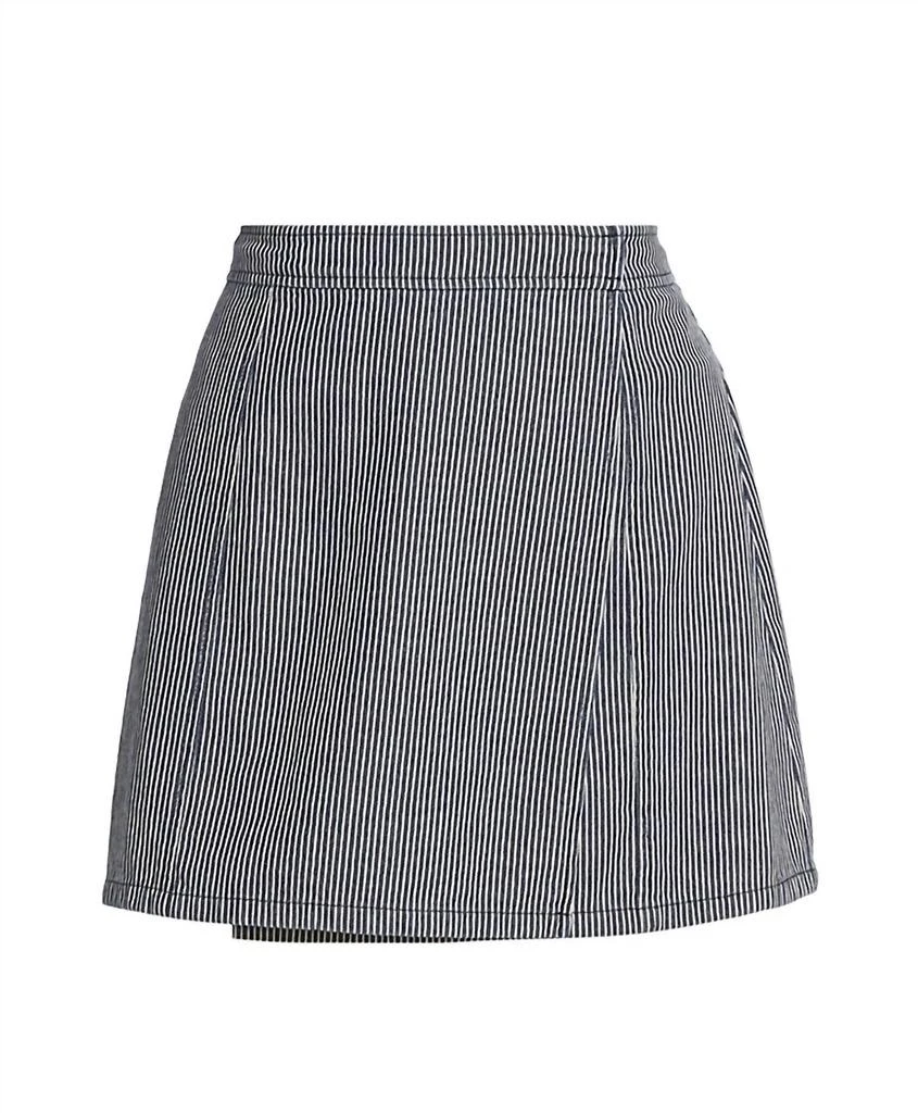 商品ATM|Striped Wrap-Front Mini Skirt In Naval Blue Combo,价格¥1186,第1张图片详细描述