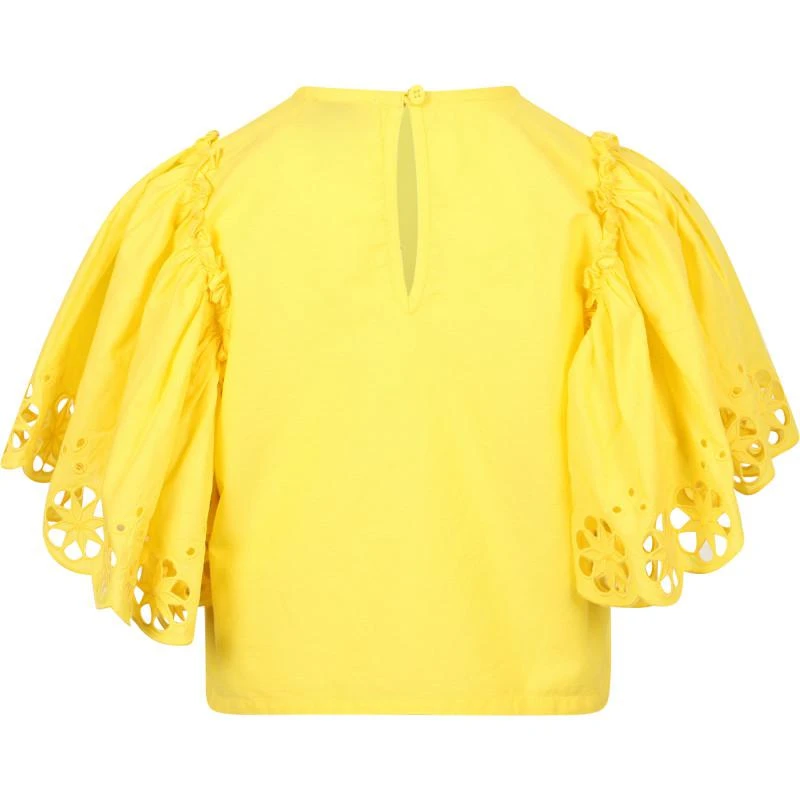 商品Stella McCartney|Perforated flowers organic blouse in yellow,价格¥560,第2张图片详细描述