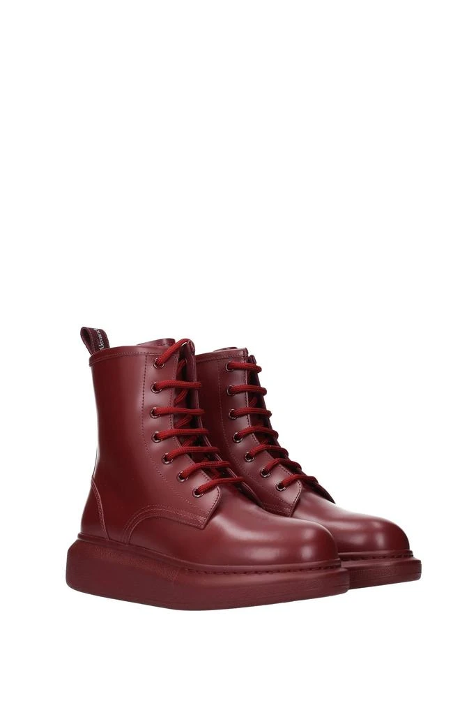 商品Alexander McQueen|Ankle boots Leather Red Bordeaux,价格¥1923,第2张图片详细描述