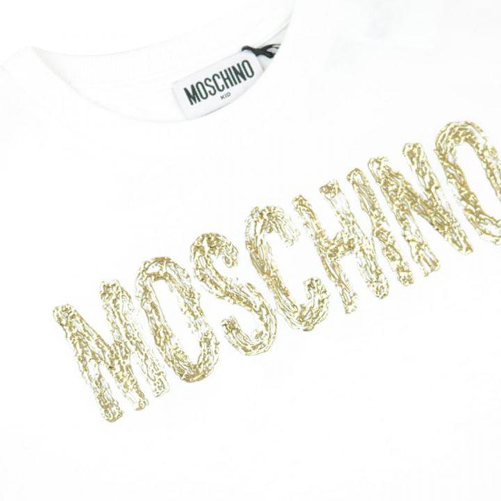 商品Moschino|White Gold painted logo Maxi T Shirt,价格¥283,第4张图片详细描述