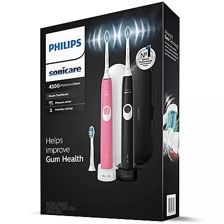 商品Philips|飞利浦Sonicare 4300电动牙刷 2只装,价格¥828,第1张图片