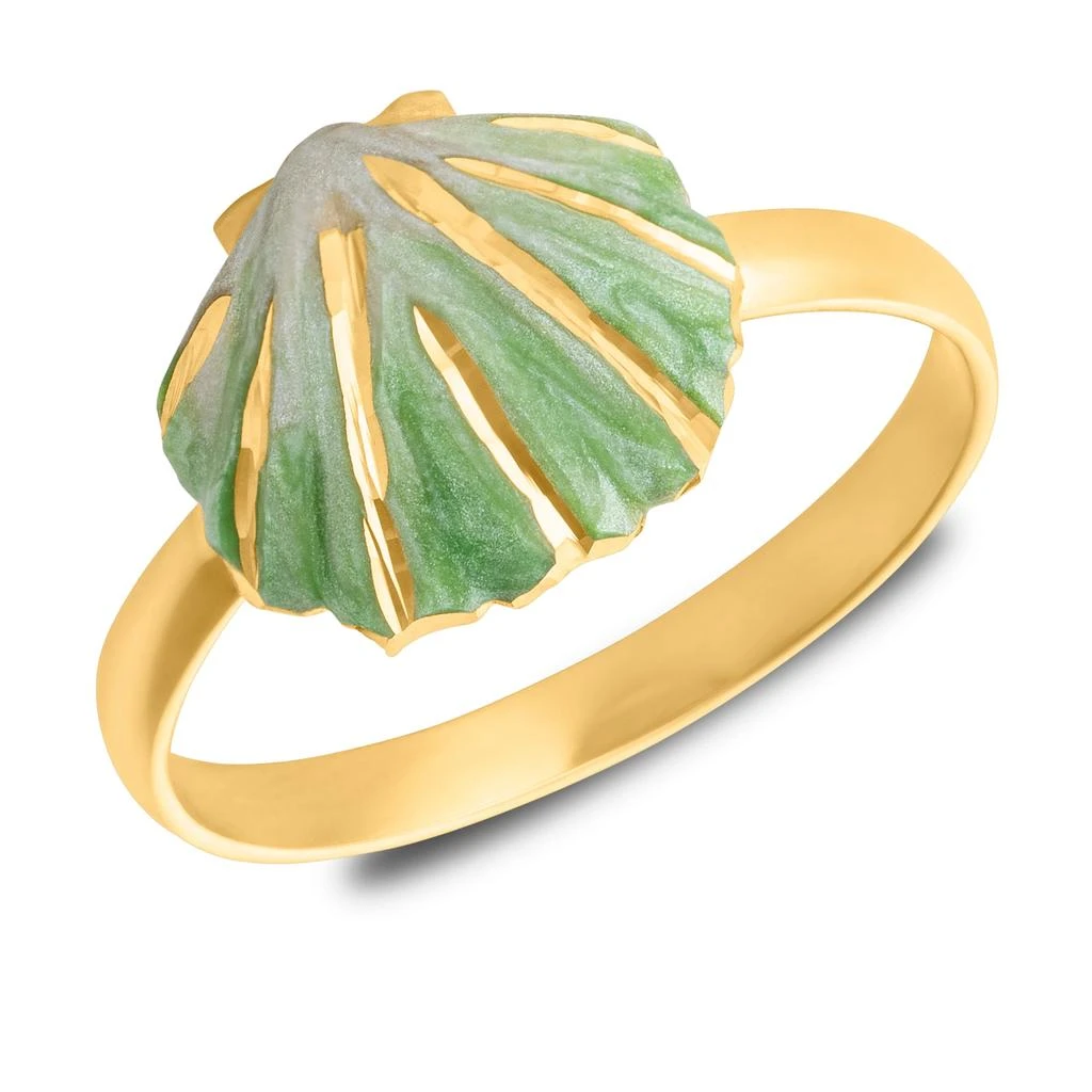 商品MAXCOLOR|14K Yellow Gold Sea Shell Enamel Ring Size 6,价格¥1017,第1张图片