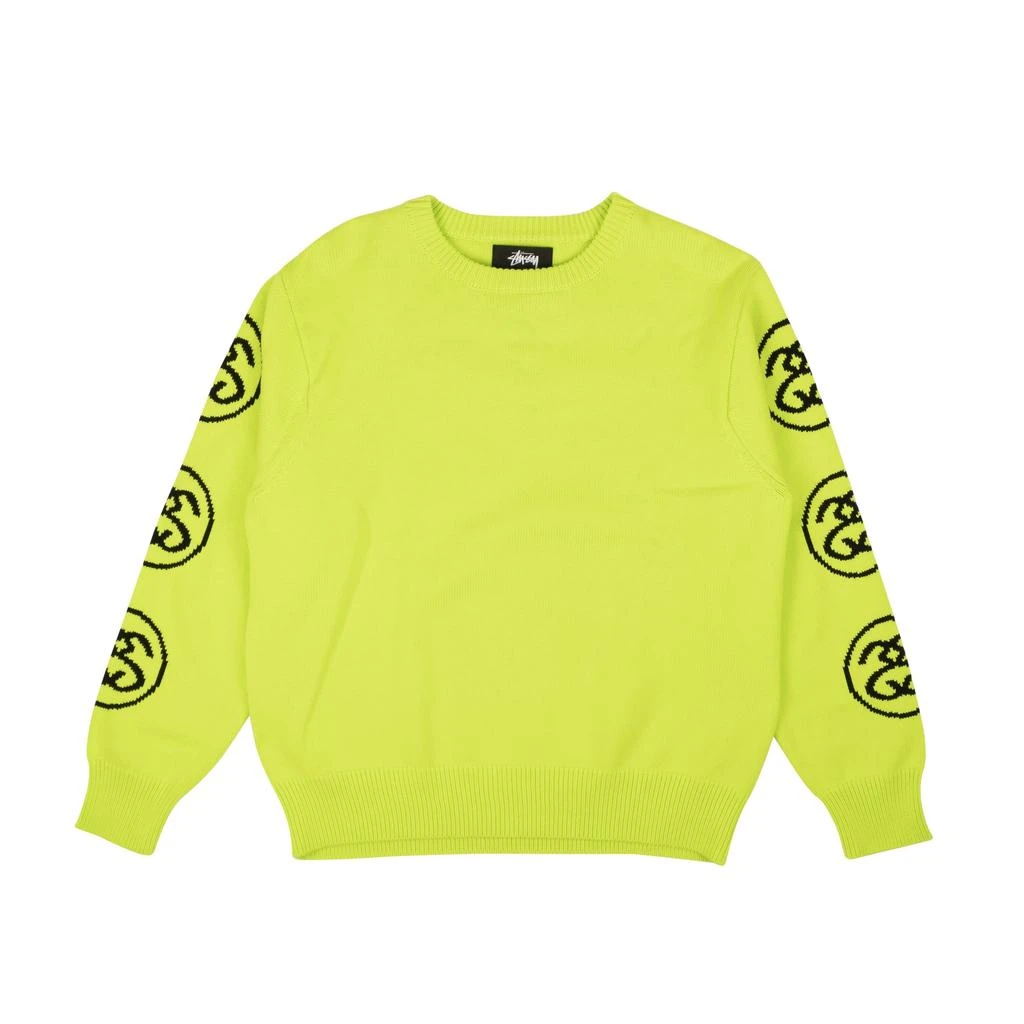 商品STUSSY|Lime Green Cotton SS-Link Crewneck Sweater,价格¥913,第1张图片