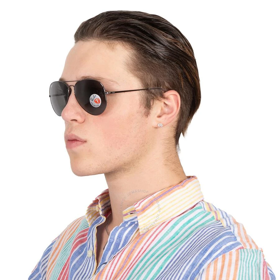 商品Ray-Ban|Polarized Black Aviator Unisex Sunglasses RB3689 004/48 62,价格¥1179,第2张图片详细描述