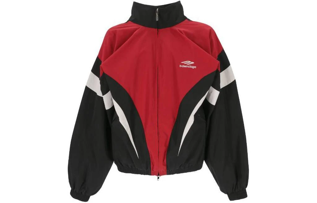 商品[国内直发] Balenciaga|巴黎世家 短款拼色双头拉链立领长袖夹克外套 宽松版型 男款 黑色,价格¥8051,第1张图片