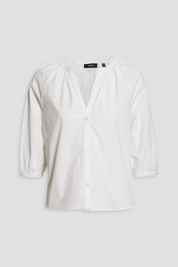 商品Theory|Gathered cotton-blend shirt,价格¥809,第1张图片