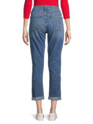 商品Hudson|Natalie Mid-Rise Distressed Slim-Fit Jeans,价格¥335,第4张图片详细描述