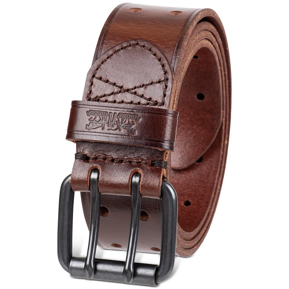 Men's Leather Perforated Double Prong Workwear Belt商品第2张图片规格展示