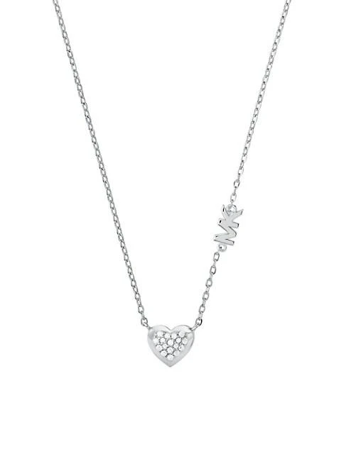商品Michael Kors|Premium Sterling Silver Cubic Zirconia Pavé Heart Pendant Necklace,价格¥635,第1张图片