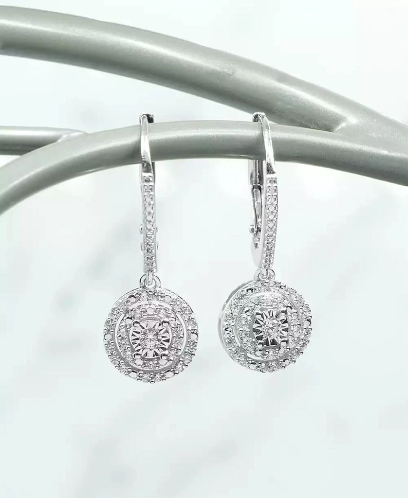 商品Macy's|Diamond Circle Leverback Drop Earrings (1/4 ct. tw) in Sterling Silver, Created for Macy's,价格¥259,第4张图片详细描述