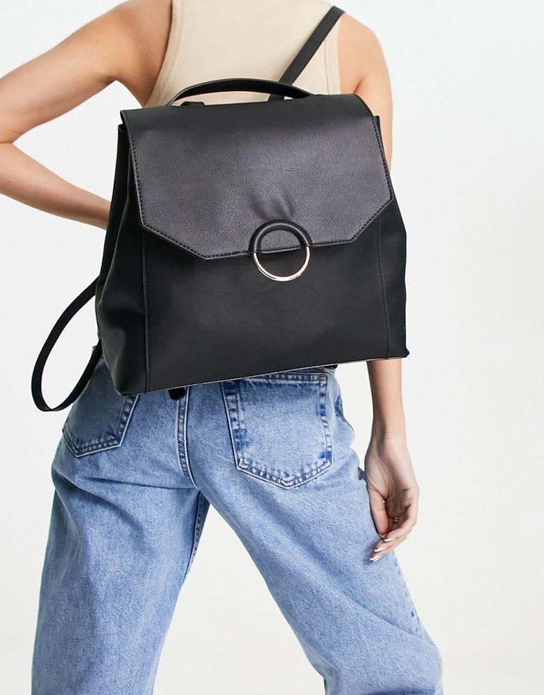 商品ASOS|ASOS DESIGN ring detail backpack in black,价格¥209,第1张图片