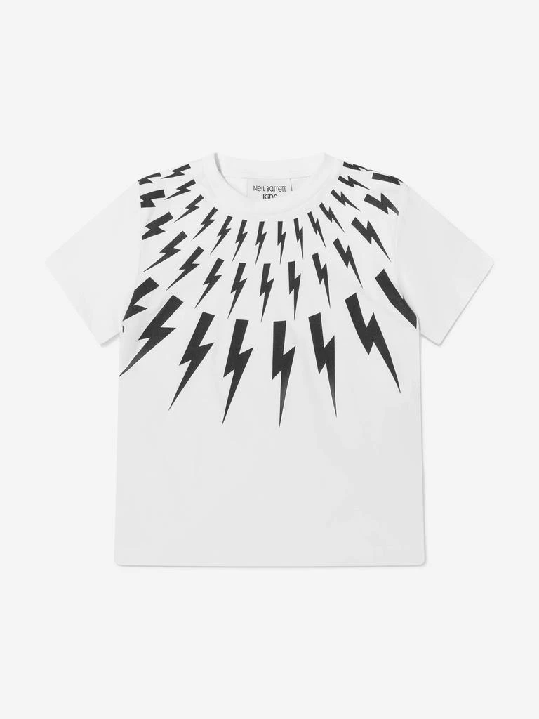 商品Neil Barrett|Neil Barrett White Boys Lightning Bolt Print T-Shirt,价格¥469,第1张图片