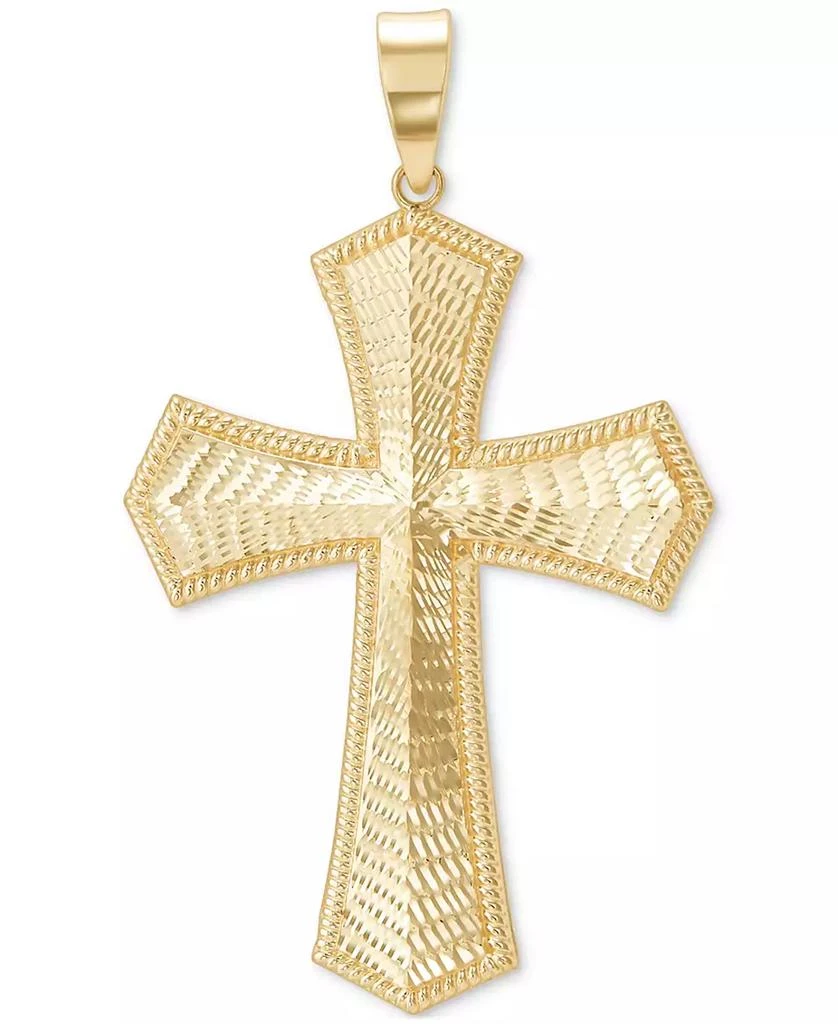 商品Macy's|Men's Textured Raised Border Cross Pendant in 10k Gold,价格¥3541,第1张图片